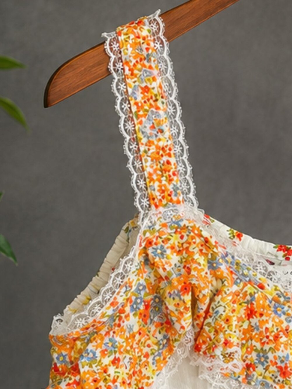 Summer Cottagecore Floral Ruffle Lace Trim Tie Hem Cami Tank Top A. Eagle Lrg. - Picture 5 of 7
